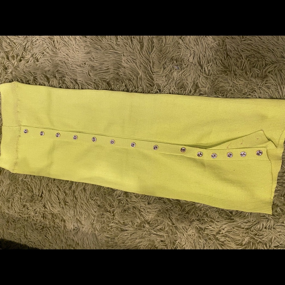 Neon green two piece skirt and top